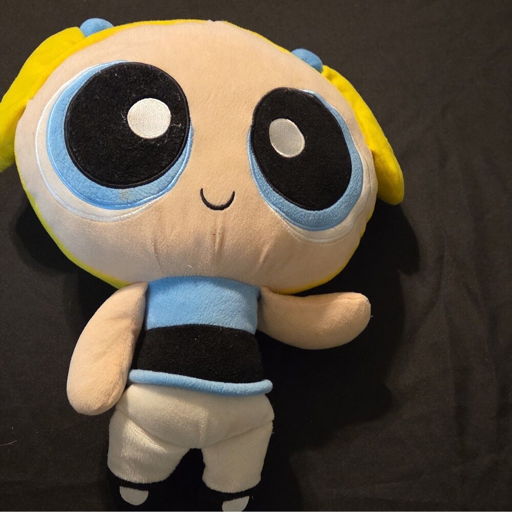 The Powerpuff Girls Bubbles Plush Stuffed Animal Yellow Hair Blue Dress 2017